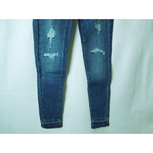 Girls SO Raw Edge Hem Medium Blue Distressed Ultimate Jeggings Size 8 - Picture 4 of 6